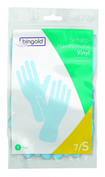 BINGOLD Schutzhandschuhe Vinyl, blau, Größe S