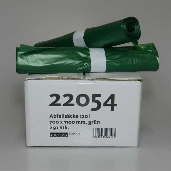 Deiss LDPE Abfallsack grün 120 Liter 250 Stk